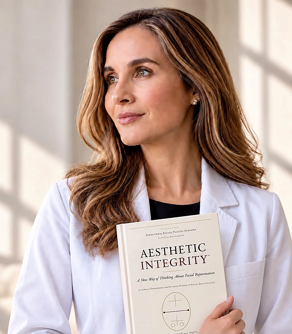 Dr. Alexandra Mora Hern&aacute;ndez with her book Aesthetic Integrity&trade;